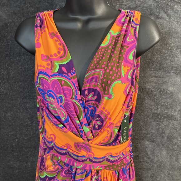 LAUREN RALPH LAUREN MULTICOLOR ABSTRACT PRINT DRESS SZ 6 NWT - Picture 4 of 15